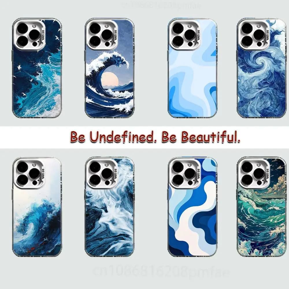 Modern Art Wave Case for iPhone17 16 15 14 13 12 11 Pro Max Plus Air 16E X XR XS Max Hard Shockproof Bumper Cover