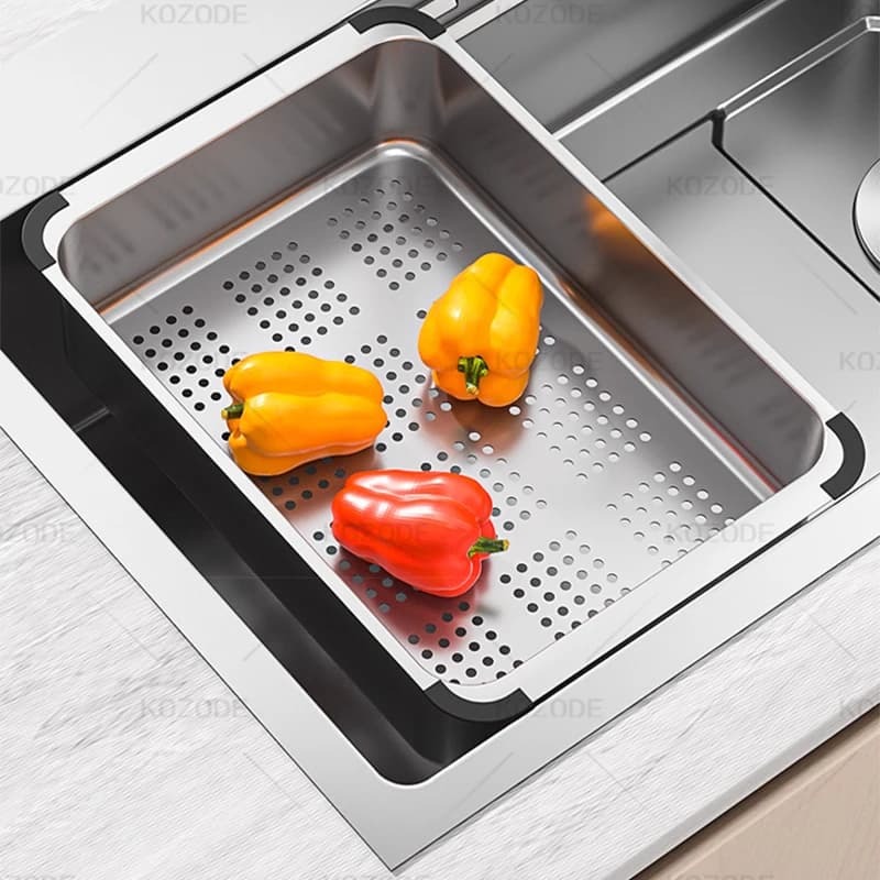 Drain Basket In Basin Stainless Steel Drain Rack Kitchen Vegetable Sink Single Sink Filter Dish Rack