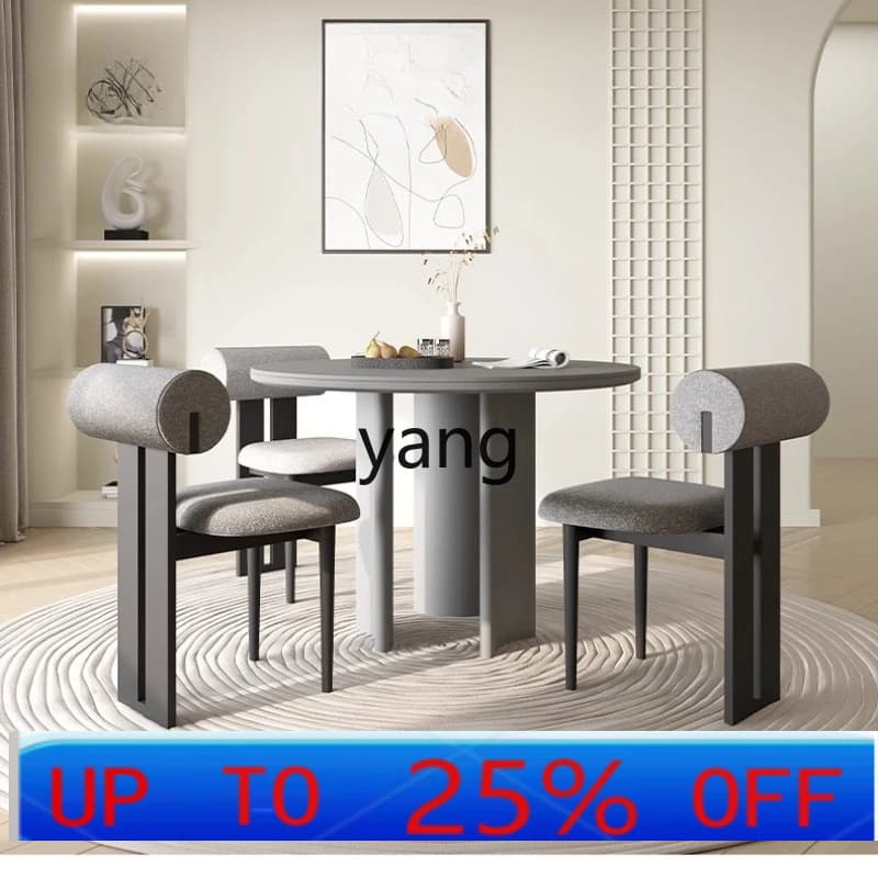 LTT Italian minimalist solid wood round table small apartment household high-end restaurant dining table and chair combination