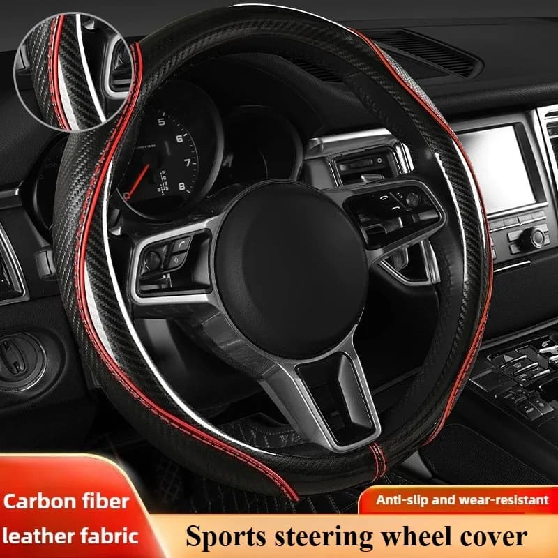 Sports Carbon Fiber Steering Wheel Covers Double-D/O/D Type Universal Steering Wheel Cover Auto Accessory Anti Slip Handle Cover