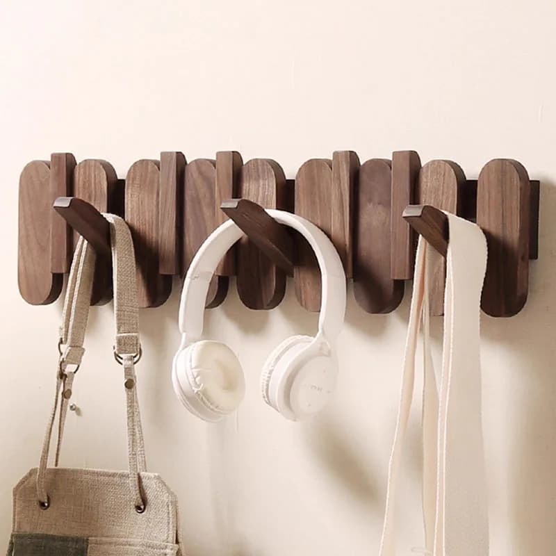 Portable Clothing Rack Stand Wall Mounted Piano Key Hanging Clothes Rack Wooden Mounted Cap Shawl Clothes Storage Hanger Hooks