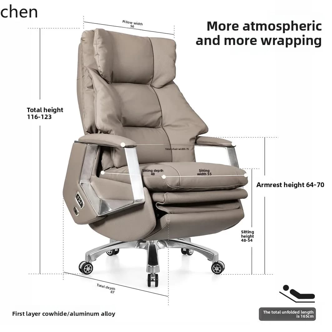 Computer Chair Comfortable Long Sitting Executive  Reclining Electric Office Ventilated Genuine Leather Office Chair