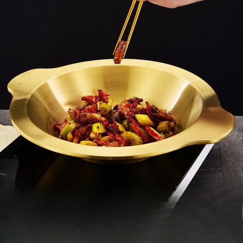 Stainless steel seafood hot pot dry pot, commercial golden small hot pot special pot, universal