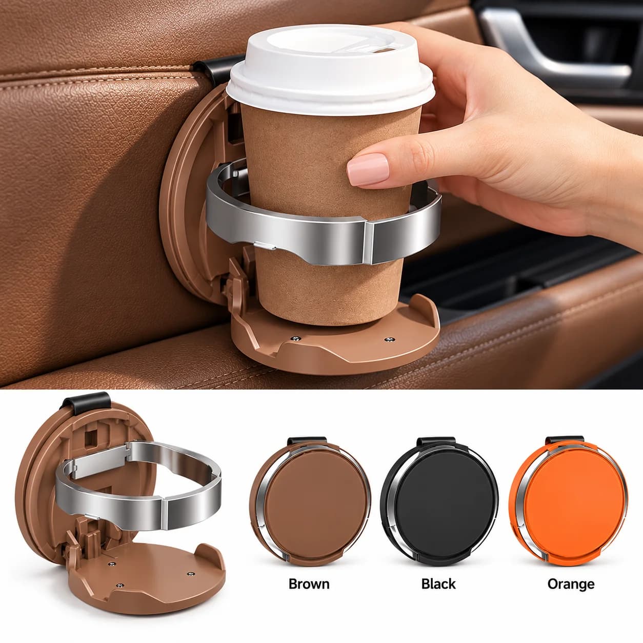 Car Folding Door Cup Holder, Car Back Seat Beverage Rack, Car‑mounted Drink Clips & Phone Honer, Auto Interior Accessories