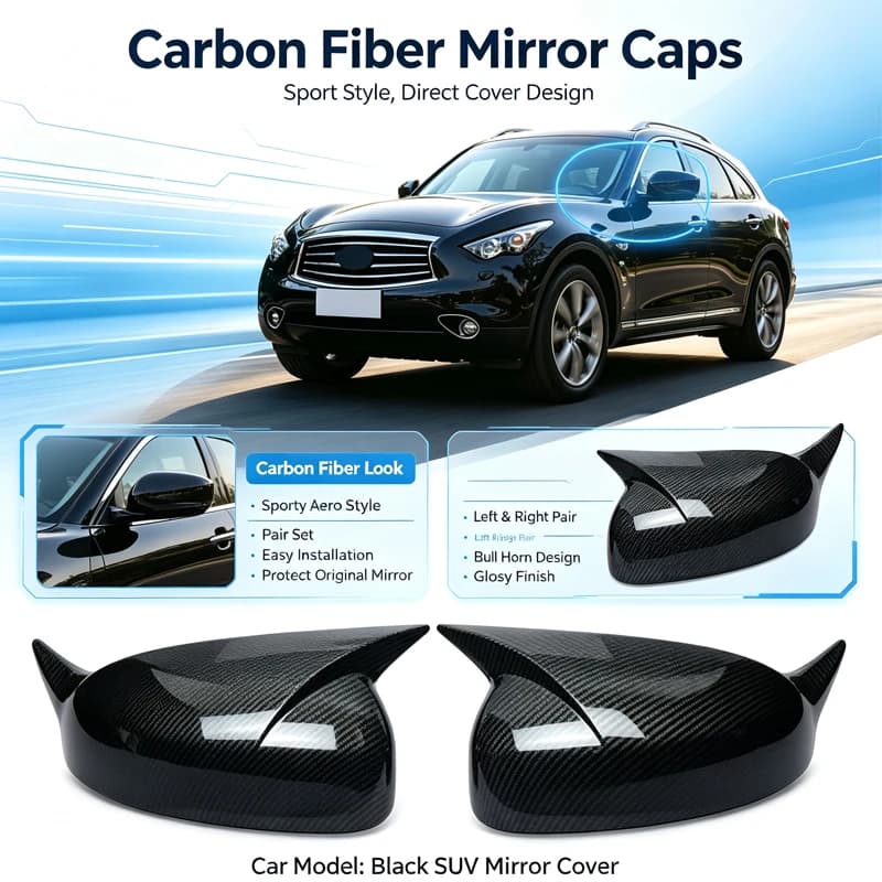 Suitable for 09-13 Infiniti FX/FX35 horn rearview mirror shell bright black horn reflector cover original