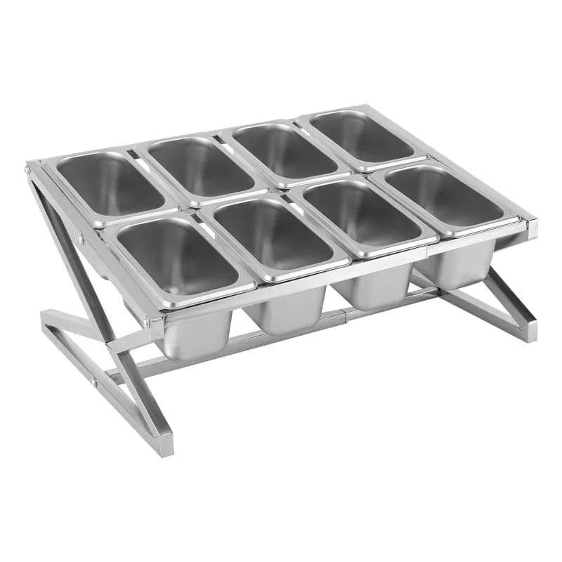 for Kitchen Organization Stainless Steel Spice Rack, 8 Stackable Pans, Easy to Clean, Space-Saving
