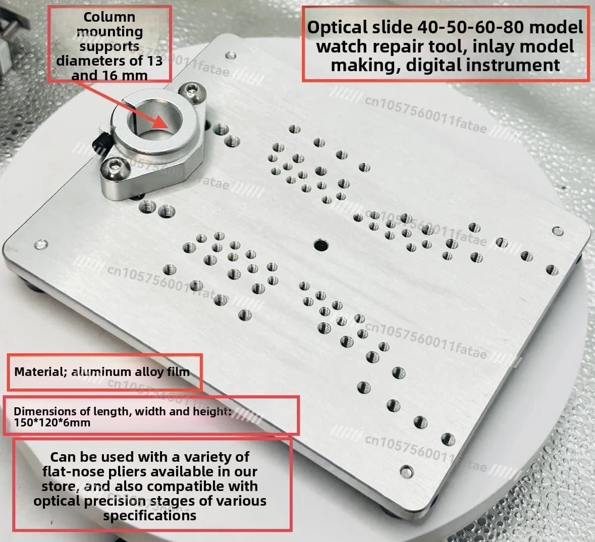 Aluminum Alloy Precision Clock Table Drill Bottom Plate, DIY Model More Than 40-100 Kinds of Optical Slide Table Used Together