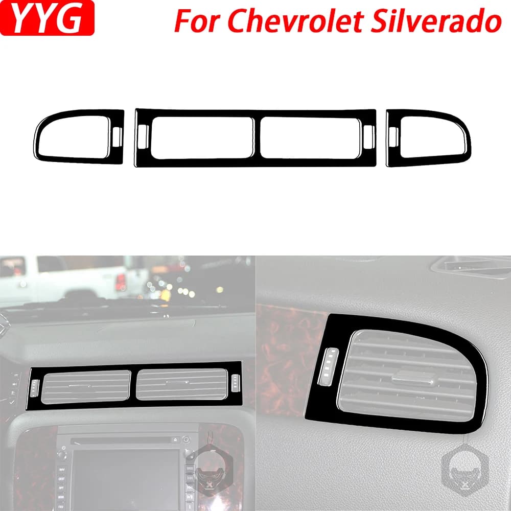 For Chevrolet Silverado Tahoe GMC Avalanche LTZ Sierra SLT 2007-2013 Piano Black Central Air Conditioning AC Outlet Car Sticker