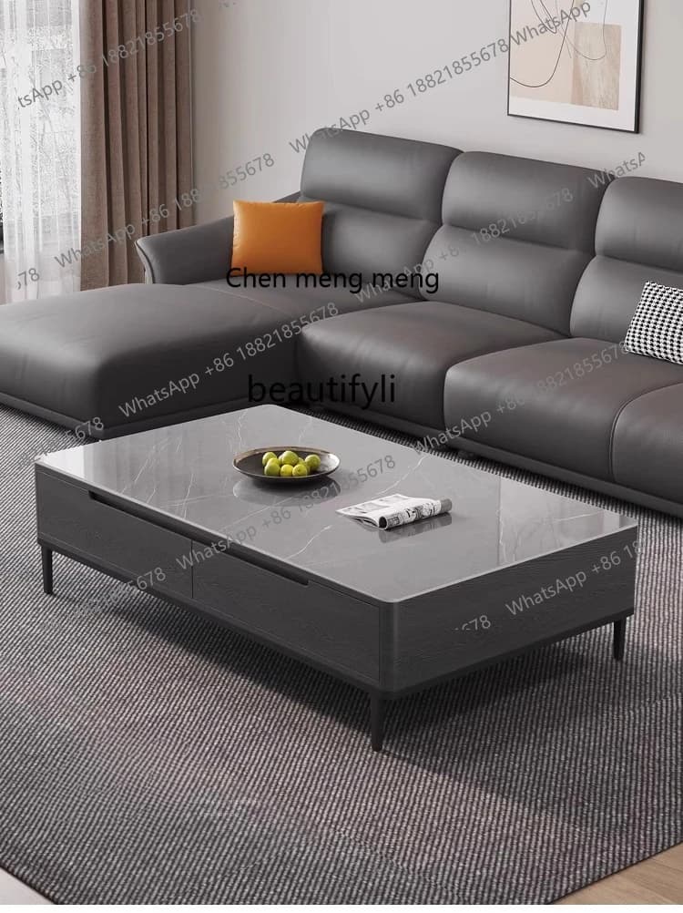 X Modern Minimalist Rectangular TV Cabinet Living Room Home Italian Light Luxury Minimalist Solid Wood Coffee Table