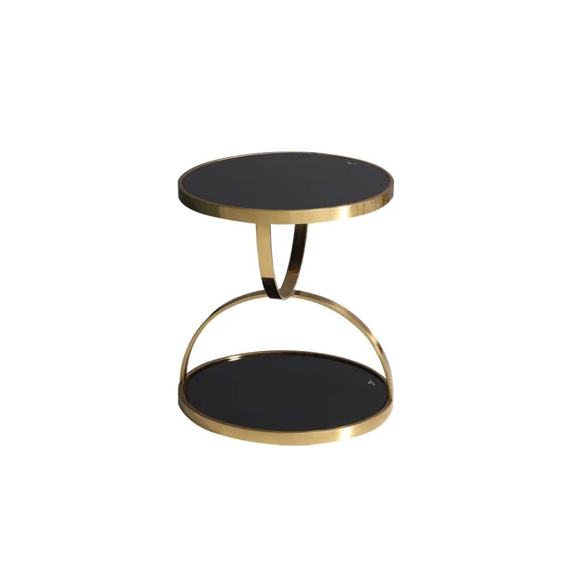 Modern simple stainless steel gold rounded corners gold-plated tempered glass sofa edge light luxury leisure coffee table
