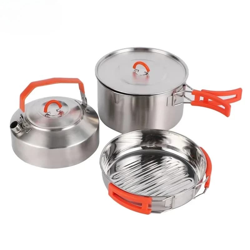 Eco-friendly outdoor camping cookware set is convenient to carry, folding kettle, boiling kettle, tableware
