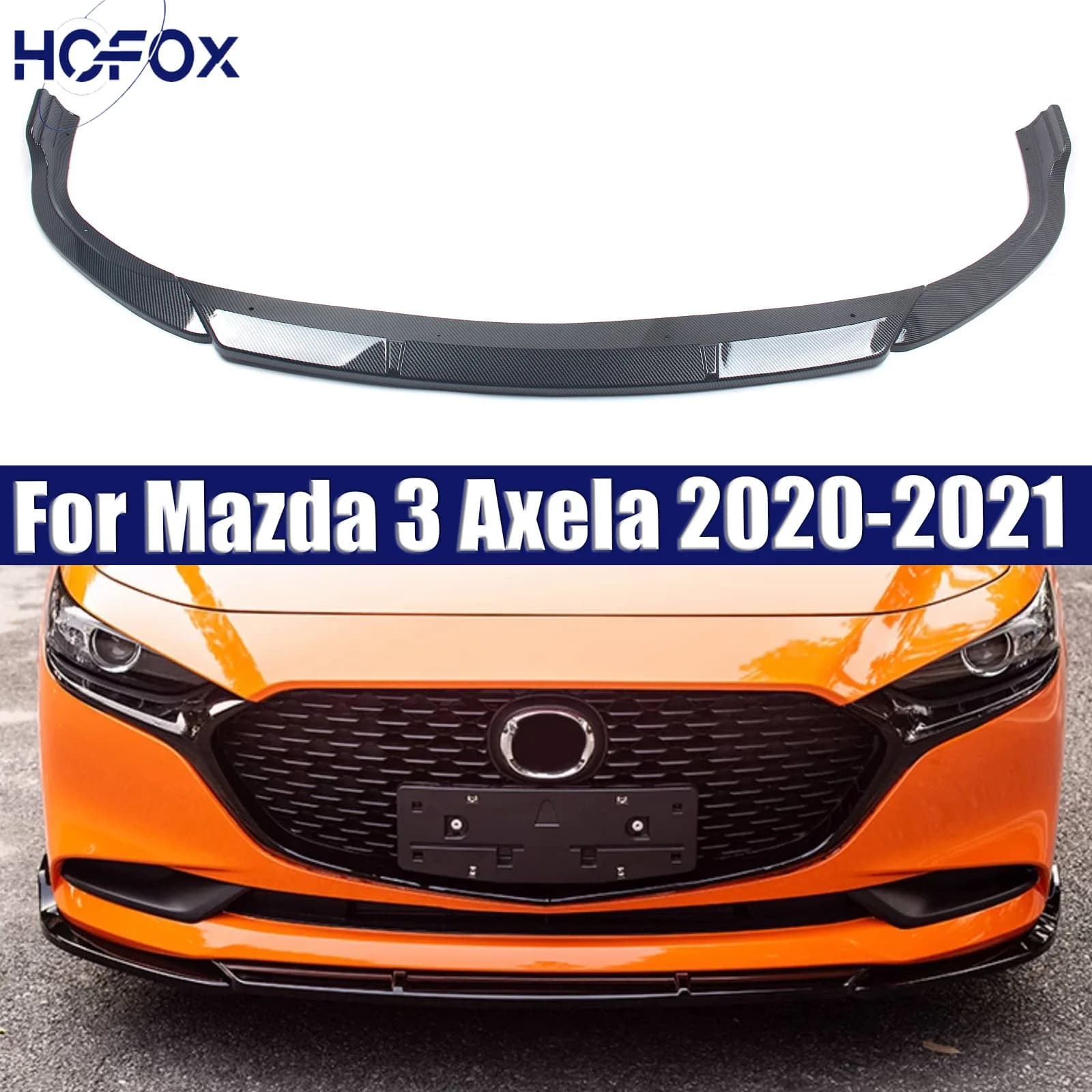 For Mazda 3 Axela 2020-2021 Front Bumper Lip  Splitter Car Body Kit Spoiler Black Skirts Accessories