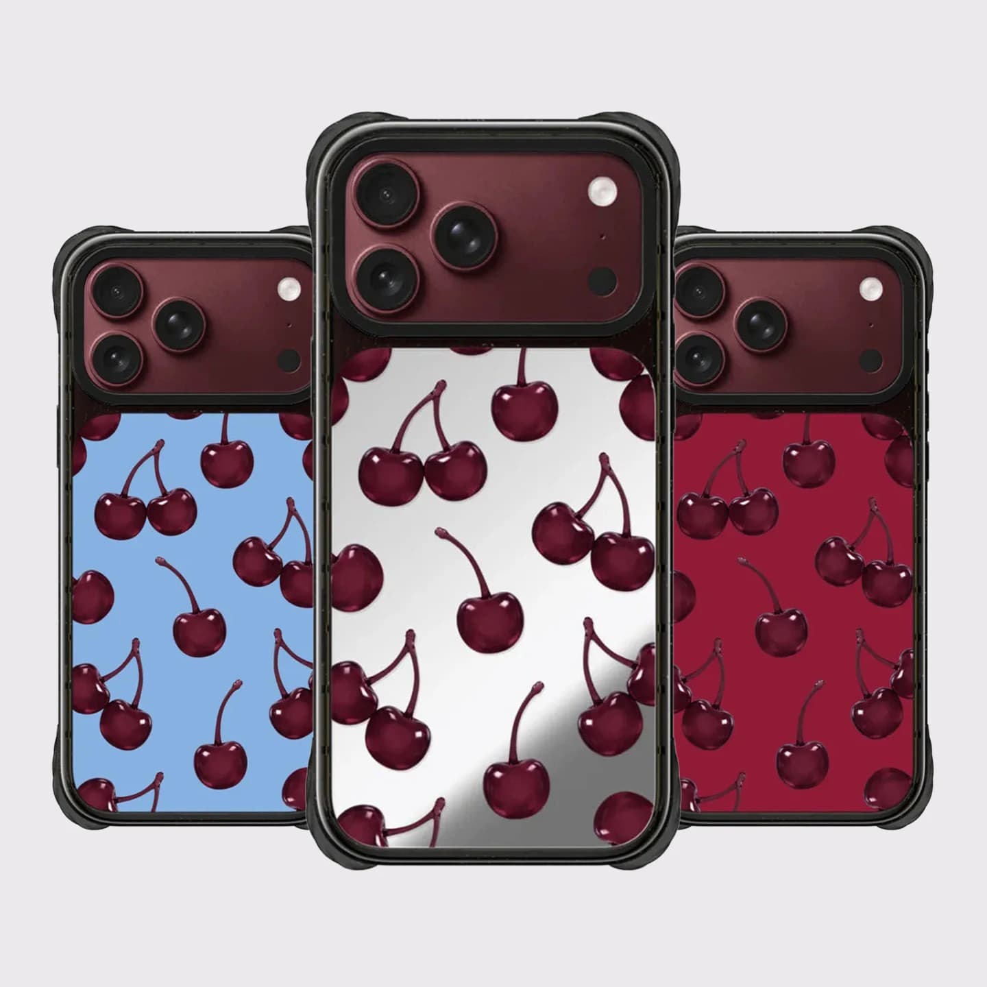 Burgundy Cherry Ultra Impact Case - Mirror / Glaze Magnetic Cover: Compatible with IPhone 18 17 Pro Max 18Pro