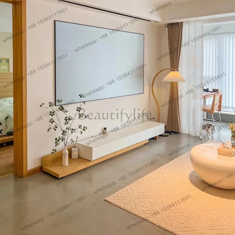 YJ 200Cm Center Universal Tv Table Simple Organizer Minimalist House Tv Stand Modern White Designer Fernsehtisch Furniture Home
