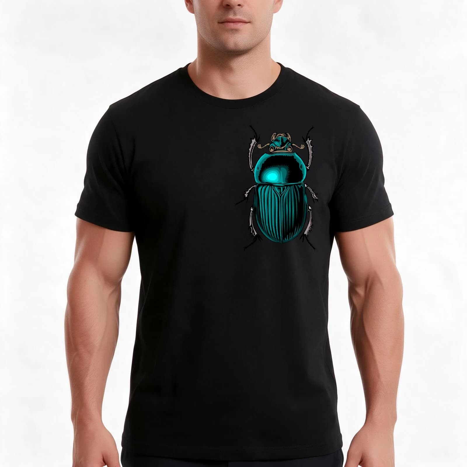 Blue rose beatle T-Shirt, Summer Casual Cotton Tee, Oversized Streetwear Tops, Vintage Graphic Print, Loose Fit Short Sleeve