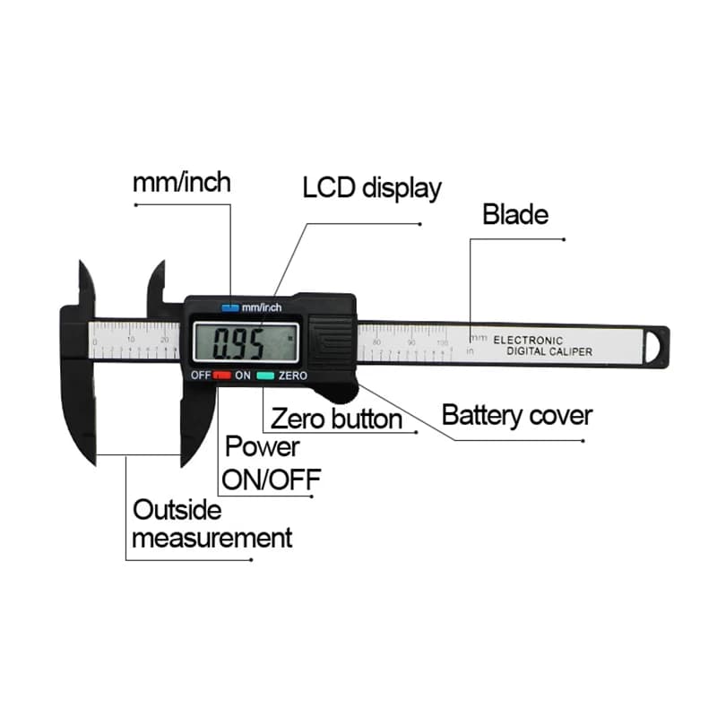 China MNF Brand Plastic Vernier Digital Caliper 100MM 150MM Lightweight Portable Model MCEB0009-MCEB00101 for Jewelry Making