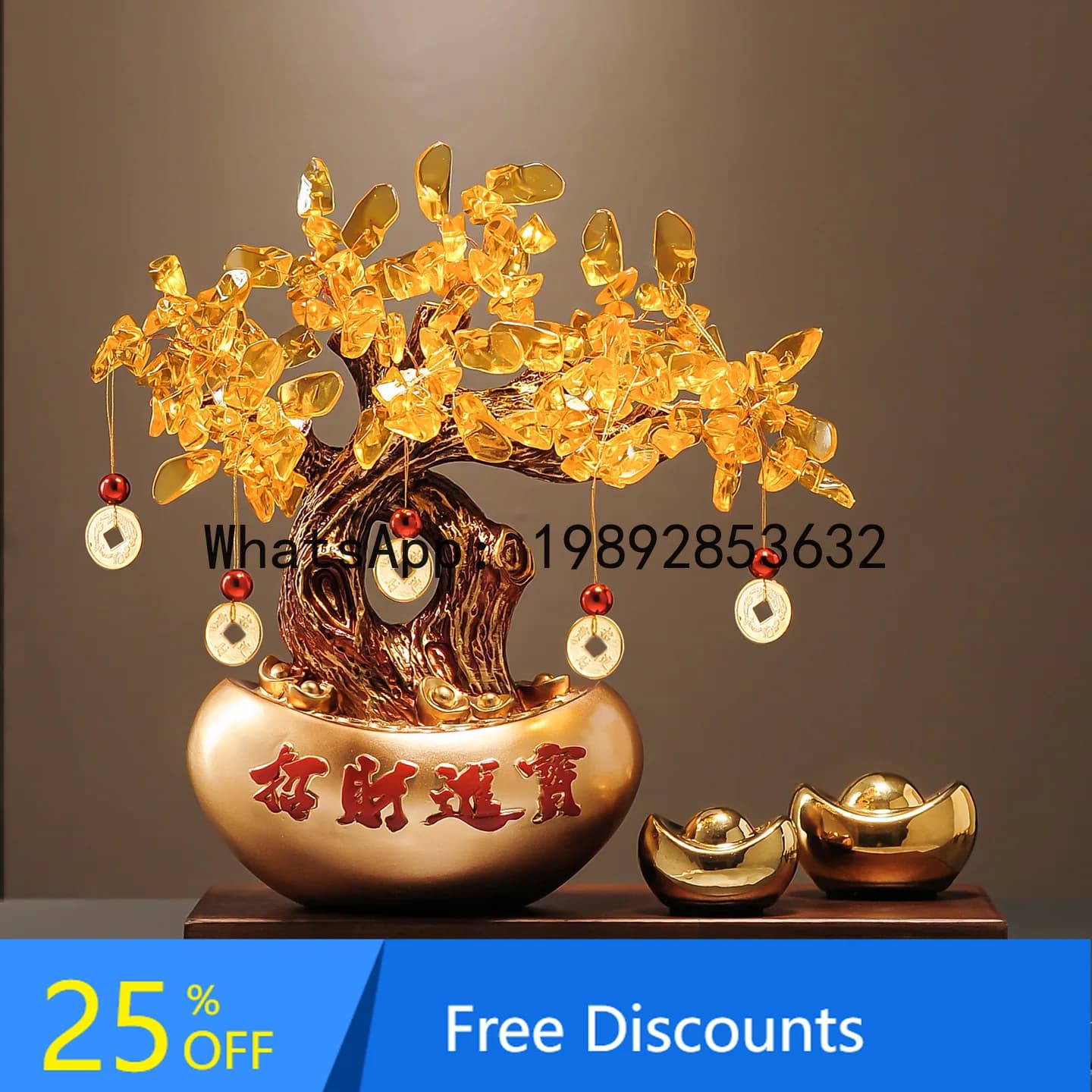 YFY Money Tree Wealth-Attracting Ornament Prosperity Rolling Living Room Office Light Luxury High-End Decorations Opening