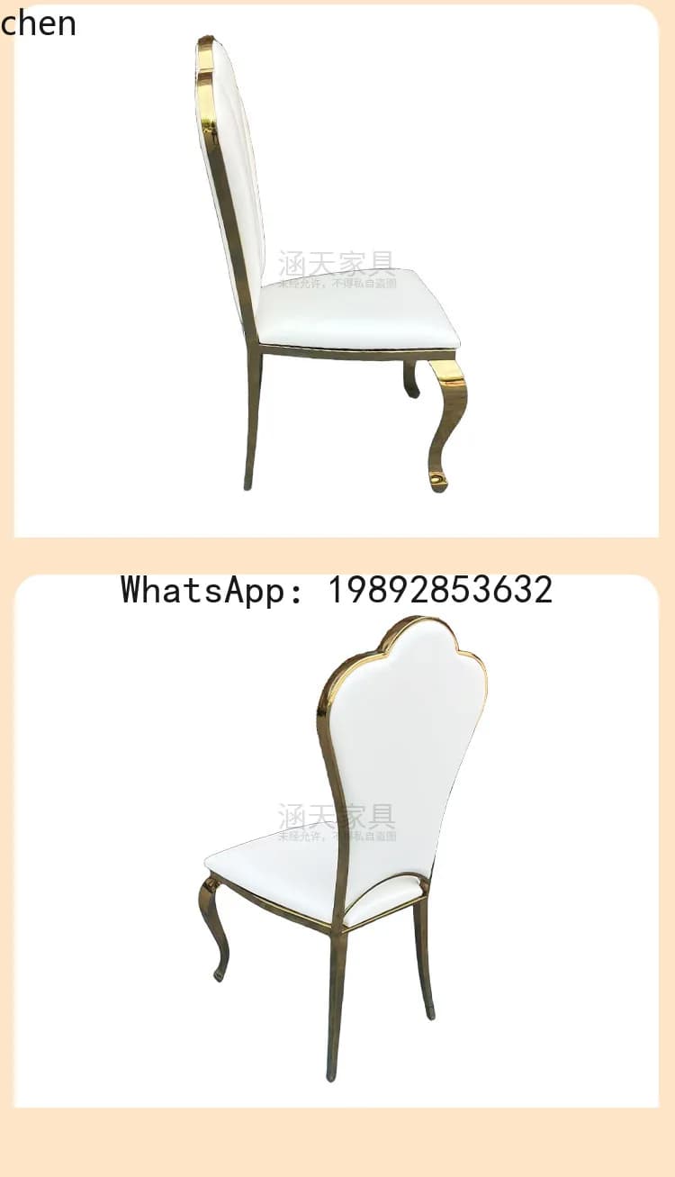 X7  Iron Art Gold-Plated Shell Style Commercial Dining Table and Chairs Hotel Dining High-End Table and Chairs