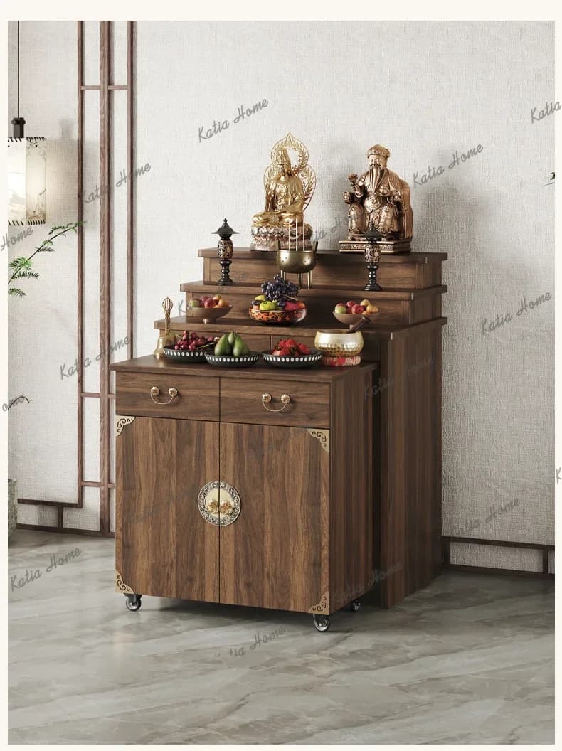 FG  Solid Wood God Of Wealth Buddha Cabinet Supply Table Household Altar Cabinet Incense Table Multi-layer Vertical Cabinet
