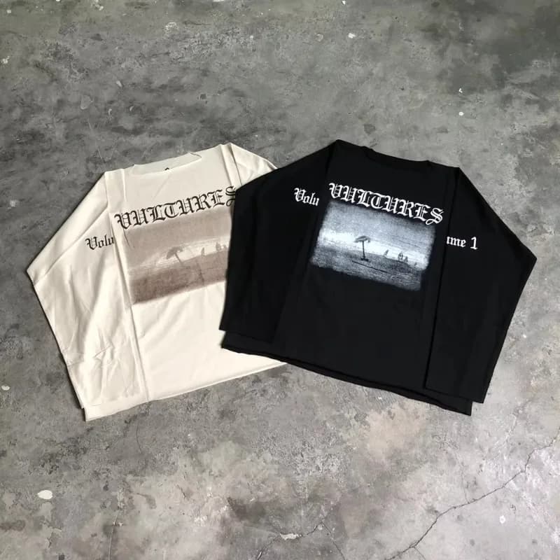 SAINT OF MICHAEL YE Vultures DONDA Kanye Quality Printed Long Sleeves 100%Cotton Casual Loose Oversized Tops T Shirt For Men