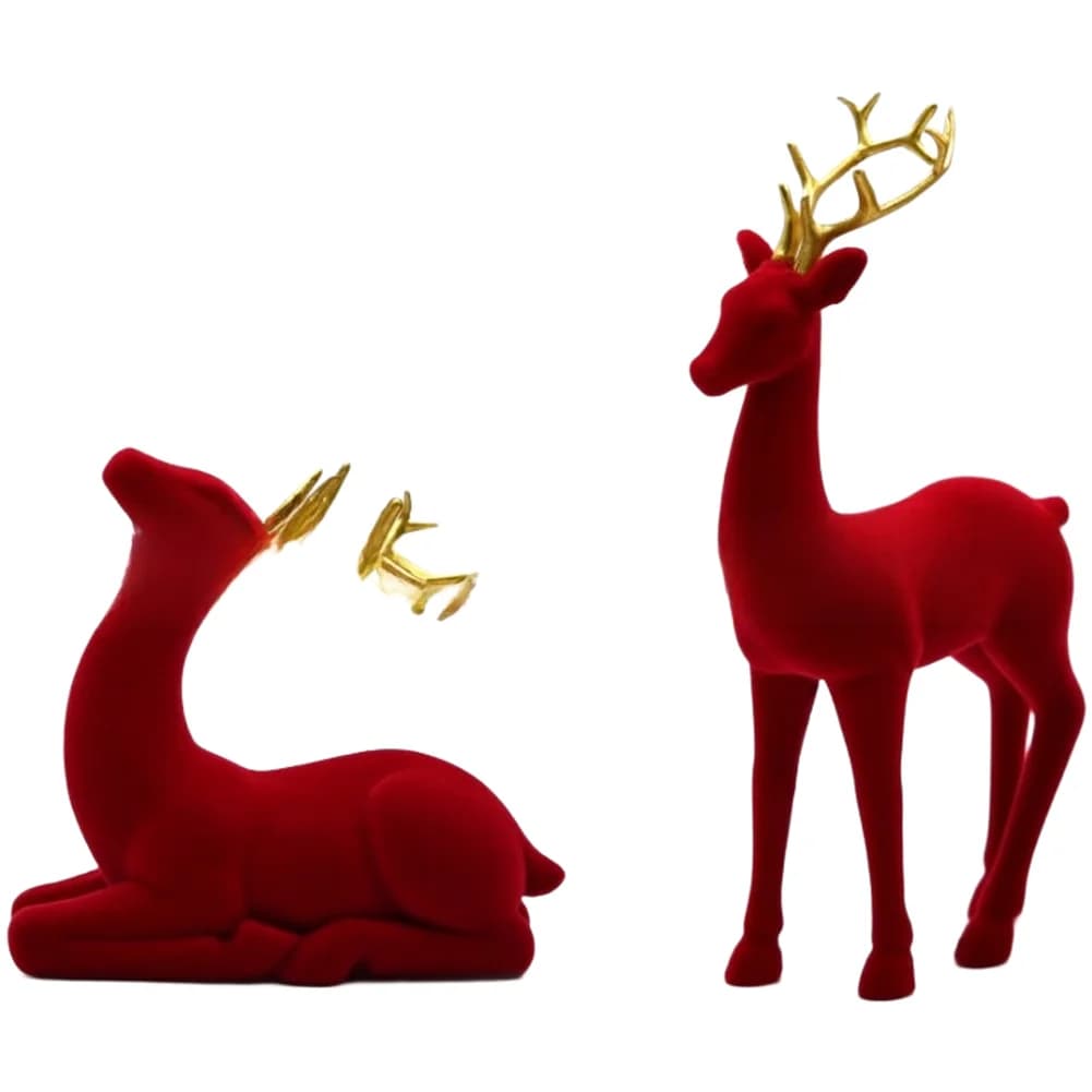 Flocked Resin Ornaments Holiday Tabletop Decor Joyful Seasonal Display Charming Texture Finish Holiday Celebrations