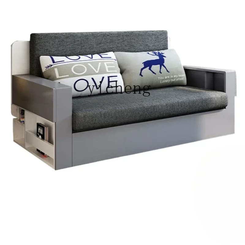 ZZTQH Modern Foldable Solid Wood Sofa Bed Dual-purpose Living Room Sitting Bedroom Multifunctional Creative Sofa Bed