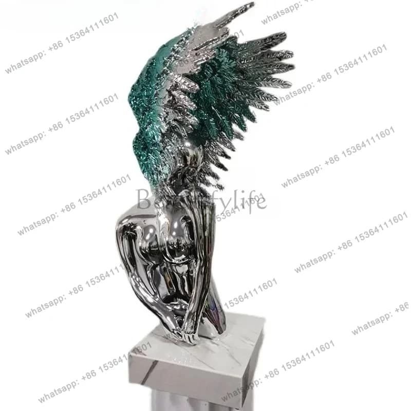 Fiberglass Electroplating Ornaments Sculpture Wings Angel Girl Character Soft Decoration