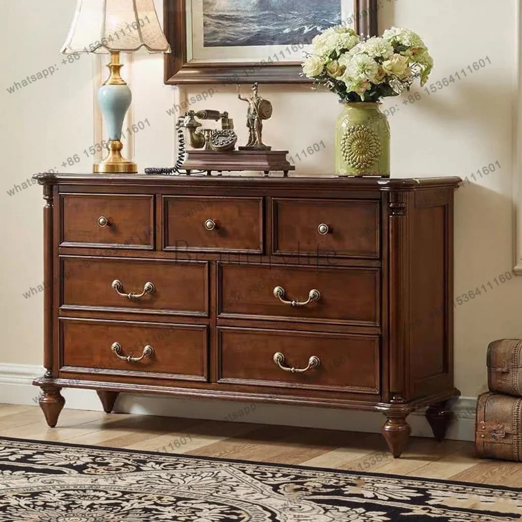 solid wood retro porch cabinet bedroom bedside storage drawer cabinet living room storage dining side cabinet