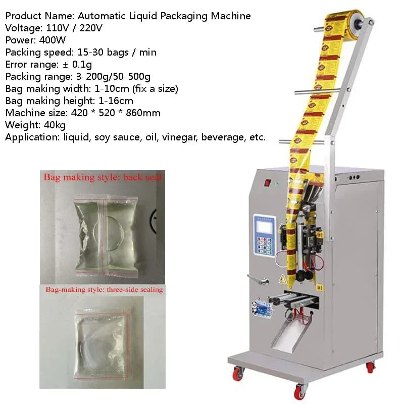 220V/110V Automatic Weighing Packaging Filling Machine Bagged Juice Milk Liquid Packaging Machine Sealing Machine