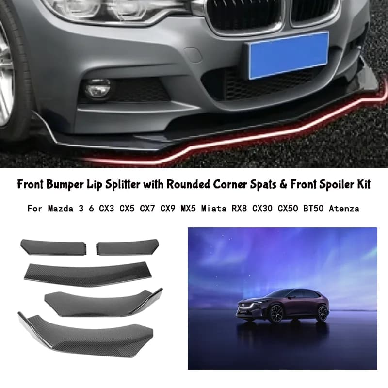 5-Segment Adjustable Front Bumper Lip Splitter Body Kit For Mazda 3 6 CX3 CX5 CX7 CX9 MX5 Miata RX8 CX30 CX50 BT50 Atenza