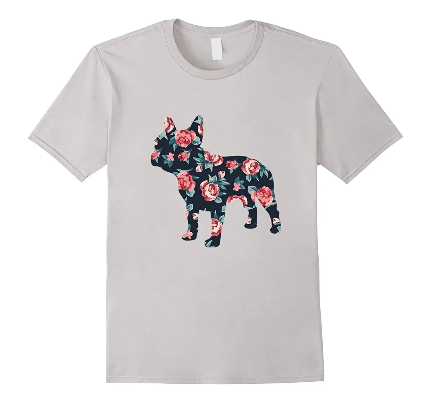 French Bulldog Roses Floral Design T-Shirt. Summer Cotton Short Sleeve O-Neck Mens T Shirt New S-3XL