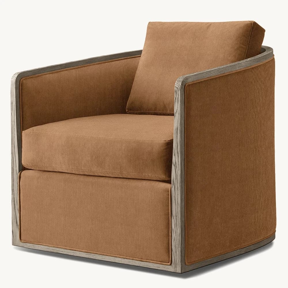 ！@2024 NEW Oak Solid Wood Chair Casual Fashion High Backrest High Armchair Living Room Fabric Sofa with Back Pillow