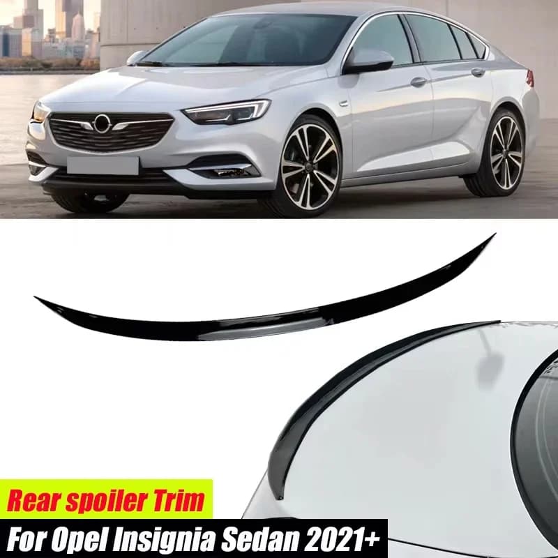 For Opel Accessories Insignia Sedan 2021+ Car Rear Trunk Spoiler Wing Gloss Black Soft Plastic Body Kit Glossy Black