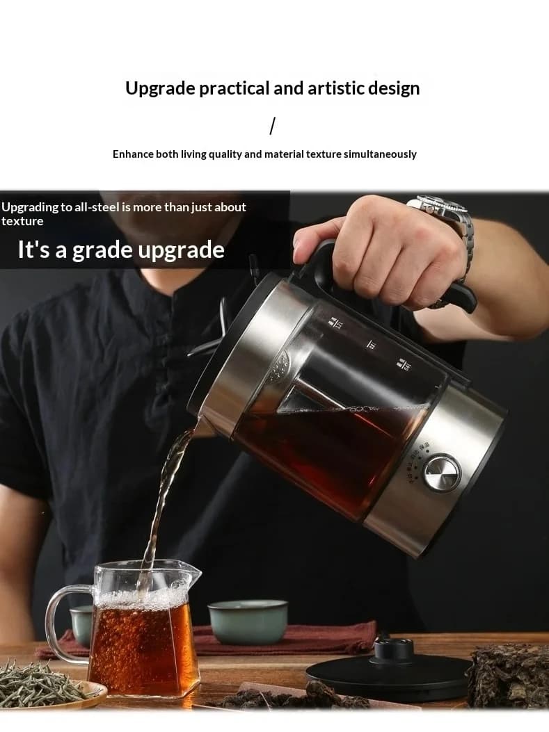 Tea Maker Black Glass Electric Kettle 1.2L 220V Fully Automatic for Household Use Supports Black Pu'er & White Tea