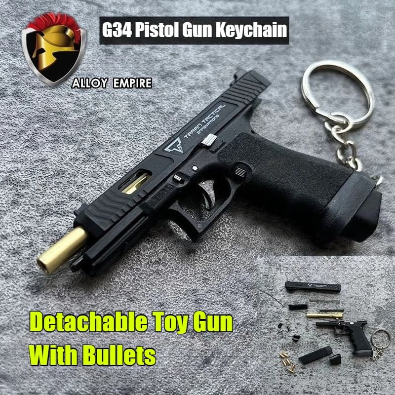 New Alloy Empire G34 Pistol 1:3 Size Gun Throw Shells Alloy Keychain Toy Hand Grab Model Decoration Crafts Figurines & Miniature
