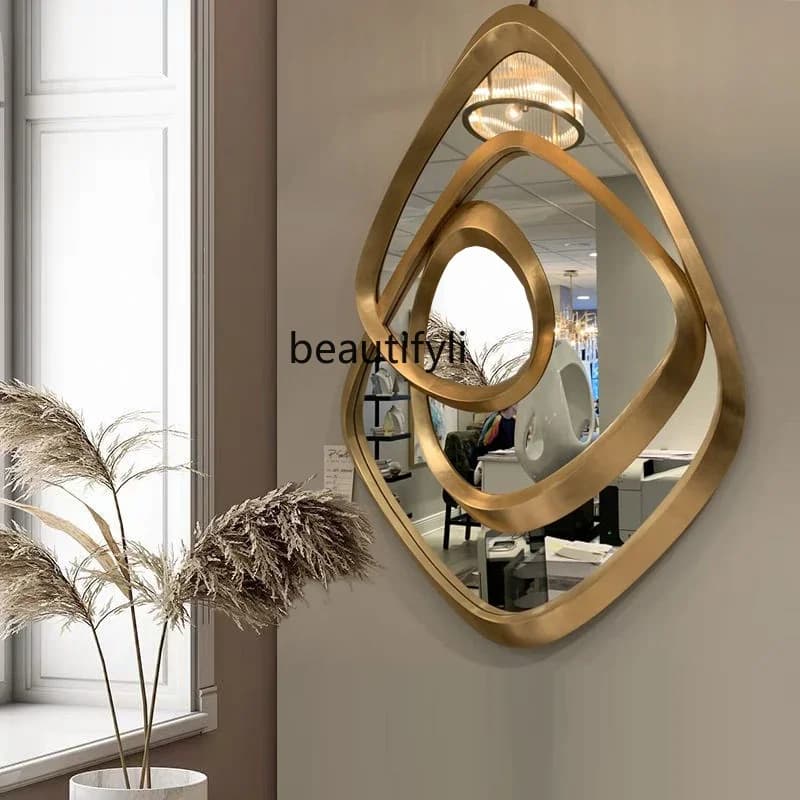 American model room wall decoration enigma mirror wall decoration abstract relief creative sculpture decorative mirror