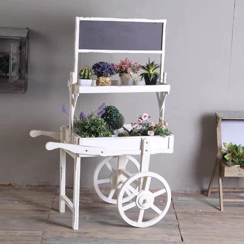 Floor-to-ceiling Ornaments Soft Decoration, Window Fresh Blackboard Flower Stand Decoration with Wheels