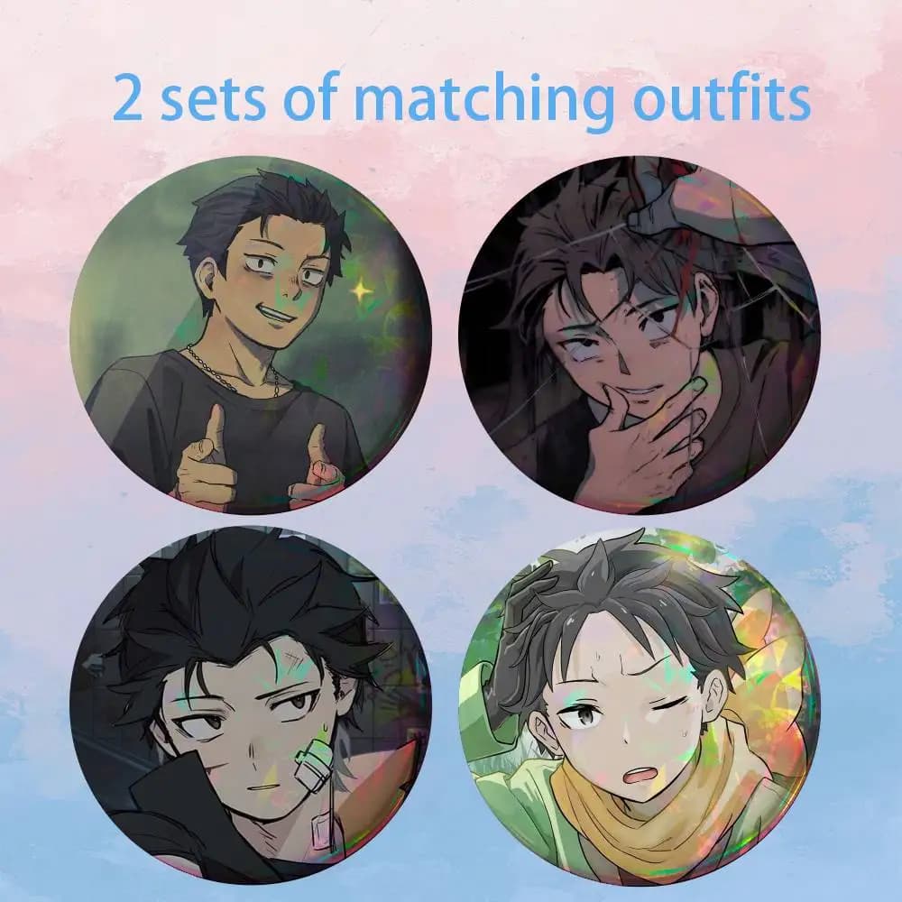ReZero Subaru Natsu ki HD Print Round Lapel Pins Pretty Derby 2 piece set Round Display Brooches Brooch Badges