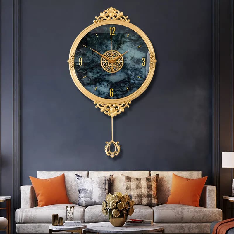 fashion high-end wall clock European style light luxury wall clock loudspeaker mute decoración de pared y relojes home furniture