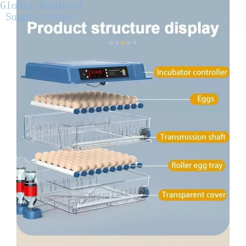 Intelligent Electric Incubator with Double Power Automatic Egg-Turning for Chicken Duck Goose Pigeon Peacock & Parrot Hatching