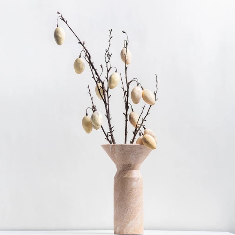 Minimalist Resin Vase for Dried Flowers Stone Look Home Decor Centerpiece for Living Room Bedroom Showroom Ornament