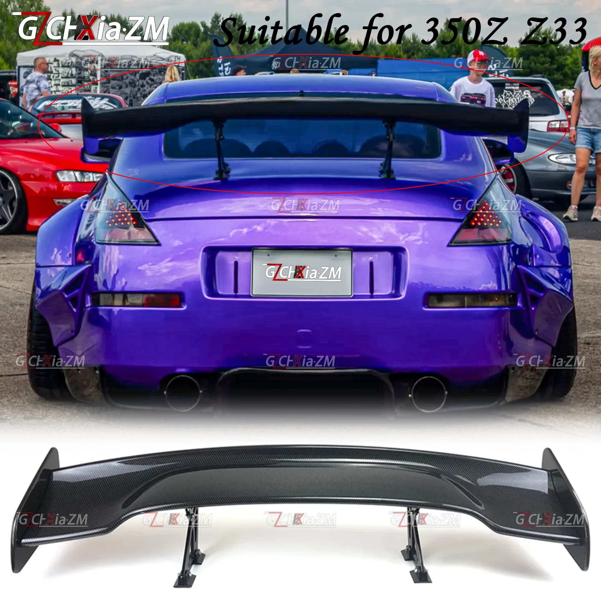 For 2003-2008 Nissan 350Z Fairlady Z33 Rear Spoiler GT Style Carbon Fiber Material Rear Cover Diffuser Wing Car Aerodynamics Kit