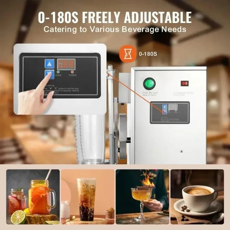 Commercial Milkshake Maker 120W Double Head Blender Machine Adjustable for milk  Mixer with 1L Cup for Beverage Shop