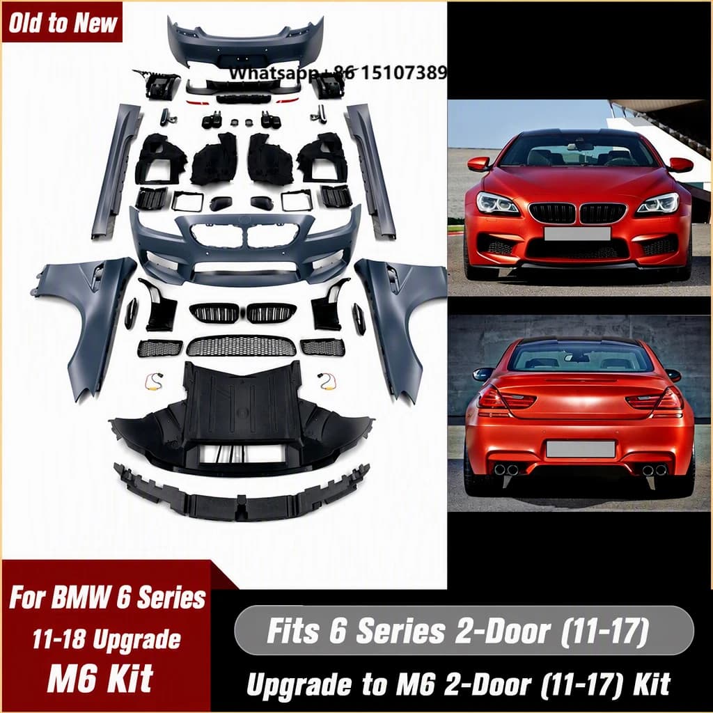 Car F06 F12 F13 Upgrade M6 Style Front Rear Bumper Body Kit With Fenders for 6 Series F06 F12 F13 2011-2017 Conversion Kit