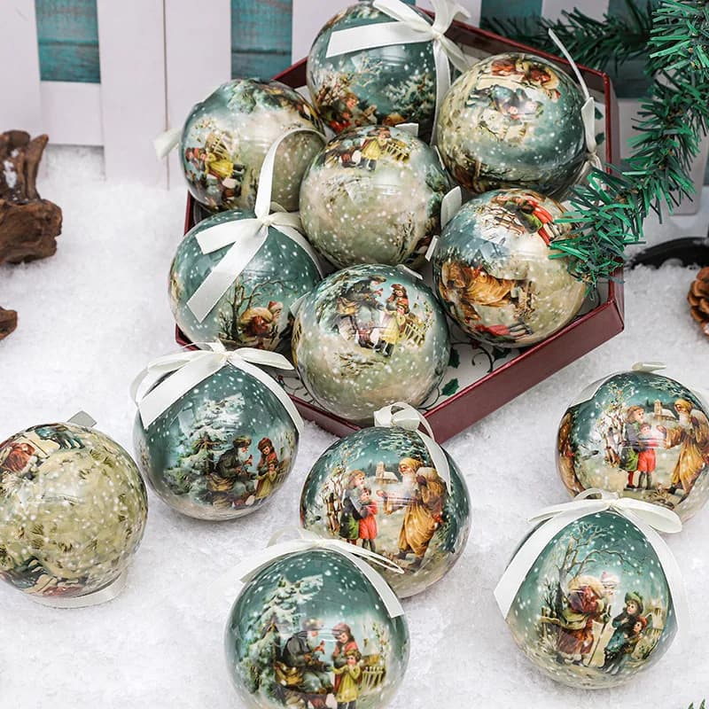 75mm Foam Ball NEW Christmas Ball 14PCS Hanging Sticker Ball Snowman Old Man Christmas Tree Hanging Decoration