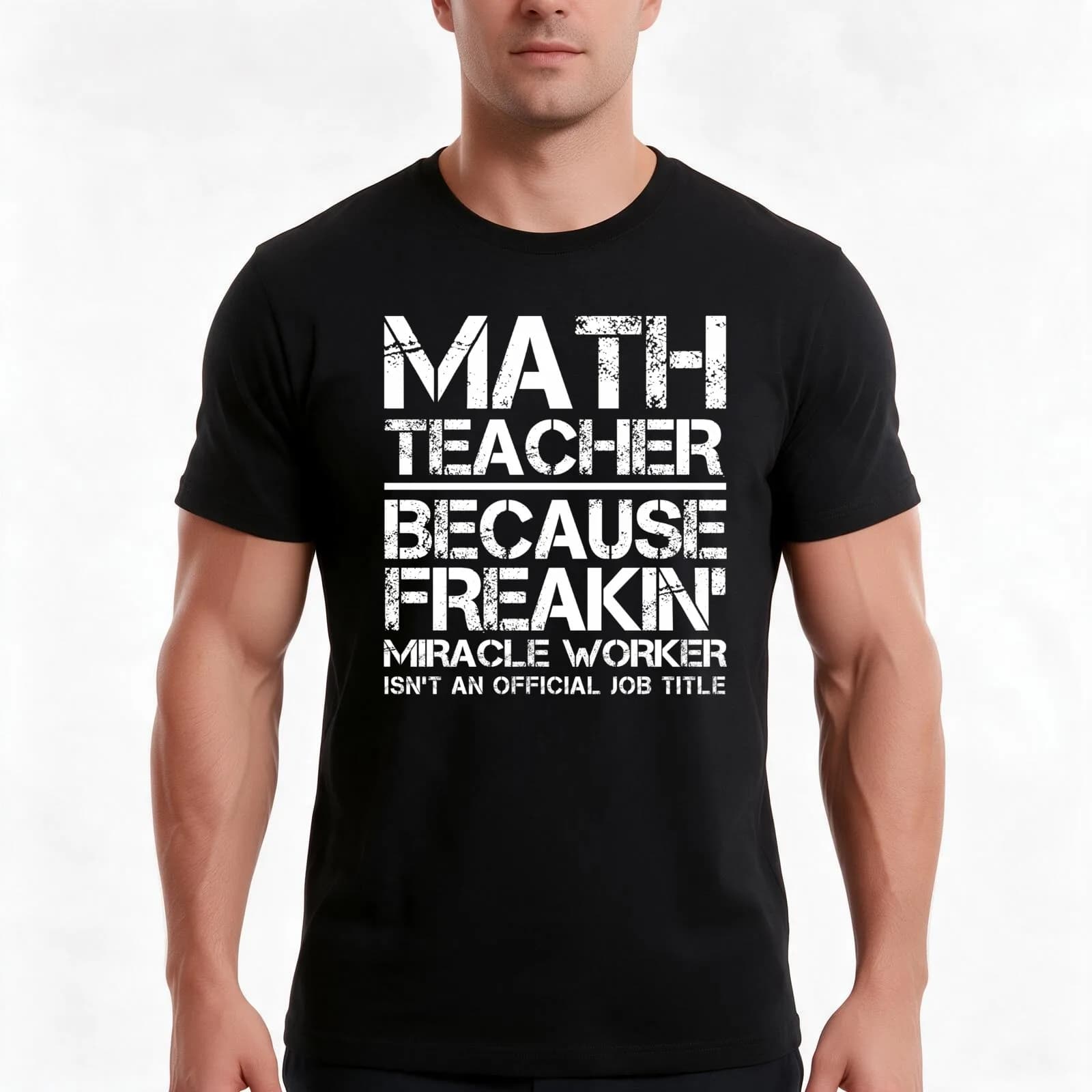 Math Teacher Miracle Worker T-Shirt, Summer Casual Cotton Tee, Oversized Streetwear Tops, Vintage Graphic Print, 100% Cotton