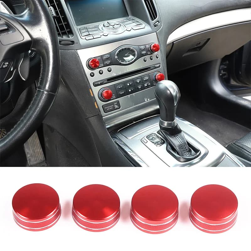 For Infiniti G Series 2007-2013 Automotive Air Conditioning Volume Knob Decorative Ring Aluminum Alloy Red Car Accessories