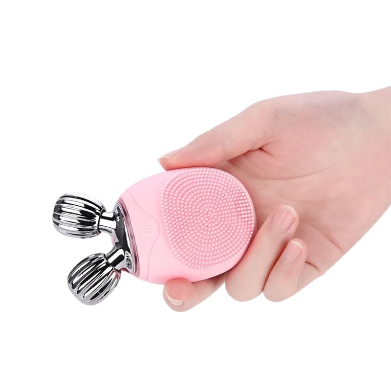 Popular Mini Compact Automatic Sonic Silicone Facial Cleansing Brush Handheld Exfoliating Cleaner