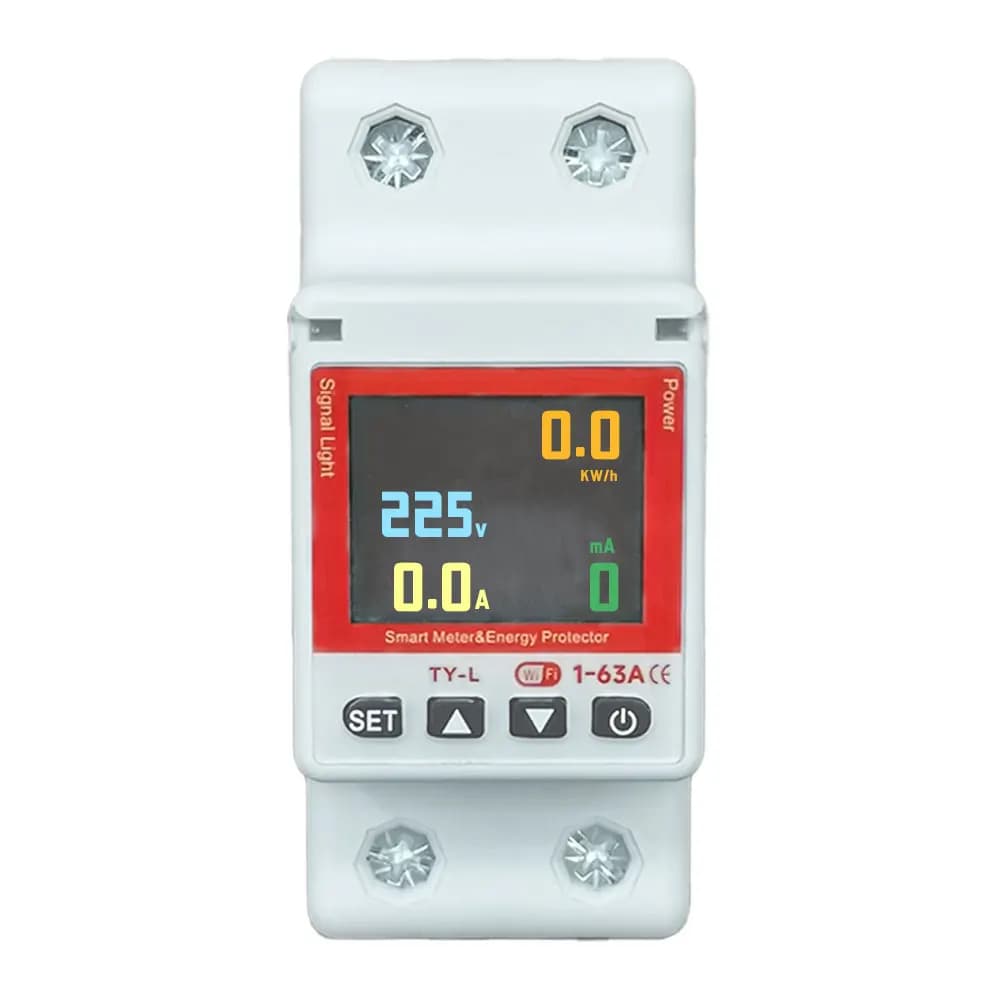 5pcs New Arrival Wireless Connectivity Smart Energy Meter Multifunctional Protector Colorful Display Over UnderVoltage Protector