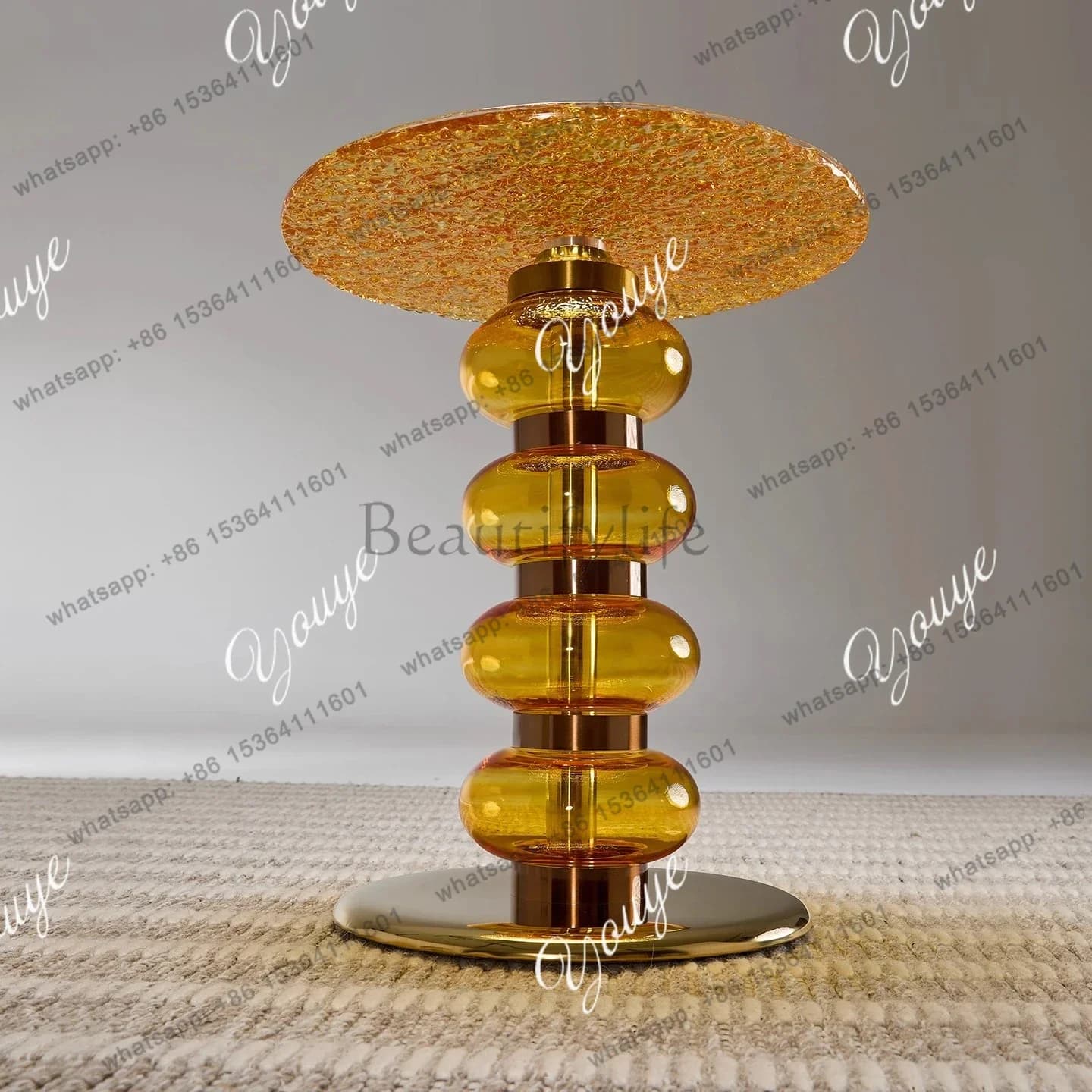 zj. Modern Simple Glass Metal Edge Few Round Multi-functional Display Stand Creative Corner Few